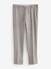 Neutral Tailored Fit Linen Check Suit: Trousers - Image 6 of 9