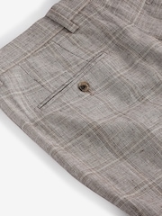 Neutral Tailored Fit Linen Check Suit: Trousers - Image 8 of 9
