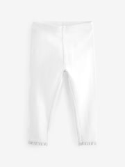 White Lace Trim Leggings (3mths-7yrs) - Image 1 of 4