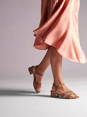 Clarks Brown Leather Serina35 Cross Sandals - Image 3 of 10
