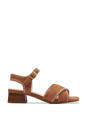 Clarks Brown Leather Serina35 Cross Sandals - Image 4 of 10
