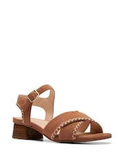 Clarks Brown Leather Serina35 Cross Sandals - Image 6 of 10