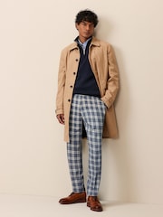 Blue and White Slim Fit Check Smart Trousers - Image 2 of 9