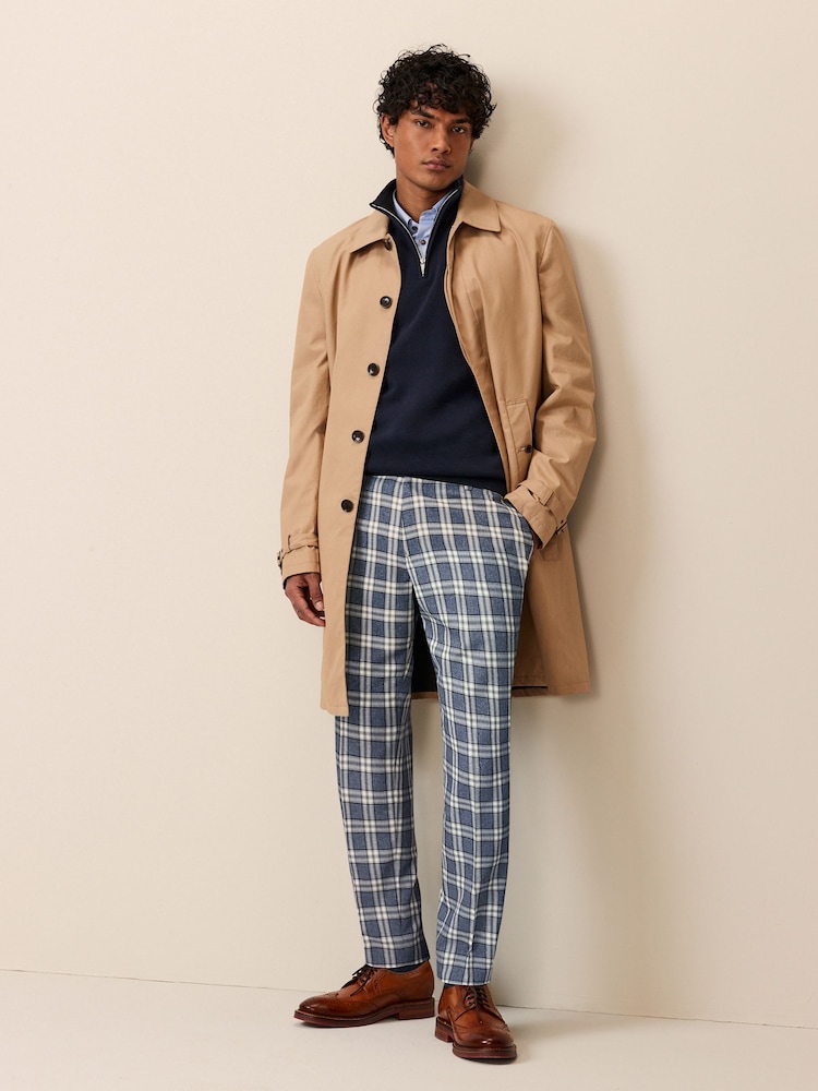 Blue and White Slim Fit Check Smart Trousers - Image 2 of 9