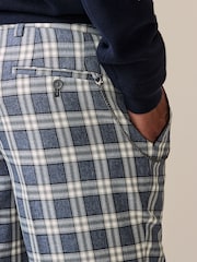 Blue and White Slim Fit Check Smart Trousers - Image 5 of 9
