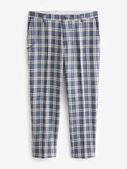 Blue and White Slim Fit Check Smart Trousers - Image 6 of 9