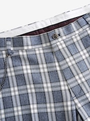 Blue and White Slim Fit Check Smart Trousers - Image 8 of 9