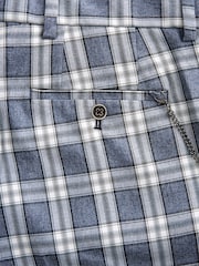 Blue and White Slim Fit Check Smart Trousers - Image 9 of 9