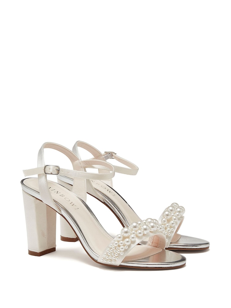 Rainbow Club Cream Wedding Clara Satin Strappy Bridal Sandals - Image 3 of 5