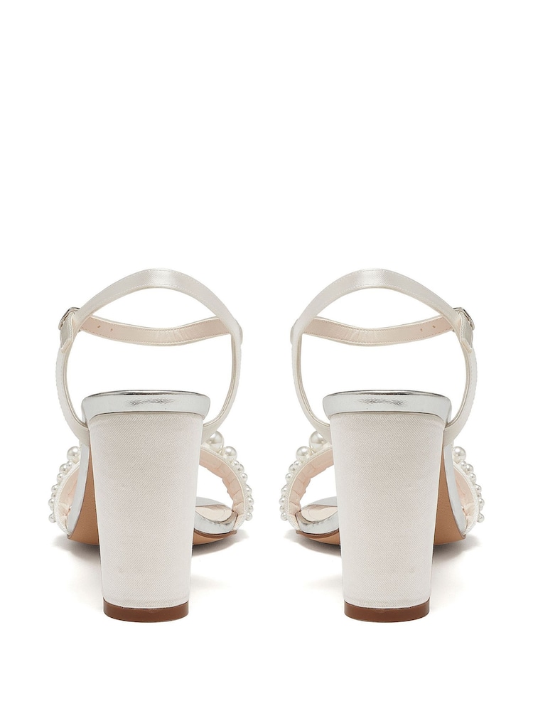 Rainbow Club Cream Wedding Clara Satin Strappy Bridal Sandals - Image 4 of 5