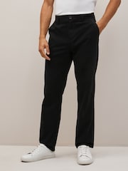 Black Straight Fit 100% Cotton Chino Trousers - Image 1 of 9