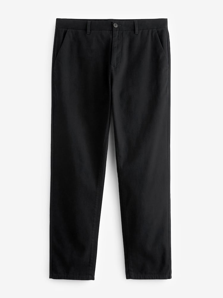 Black Straight Fit 100% Cotton Chino Trousers - Image 6 of 9