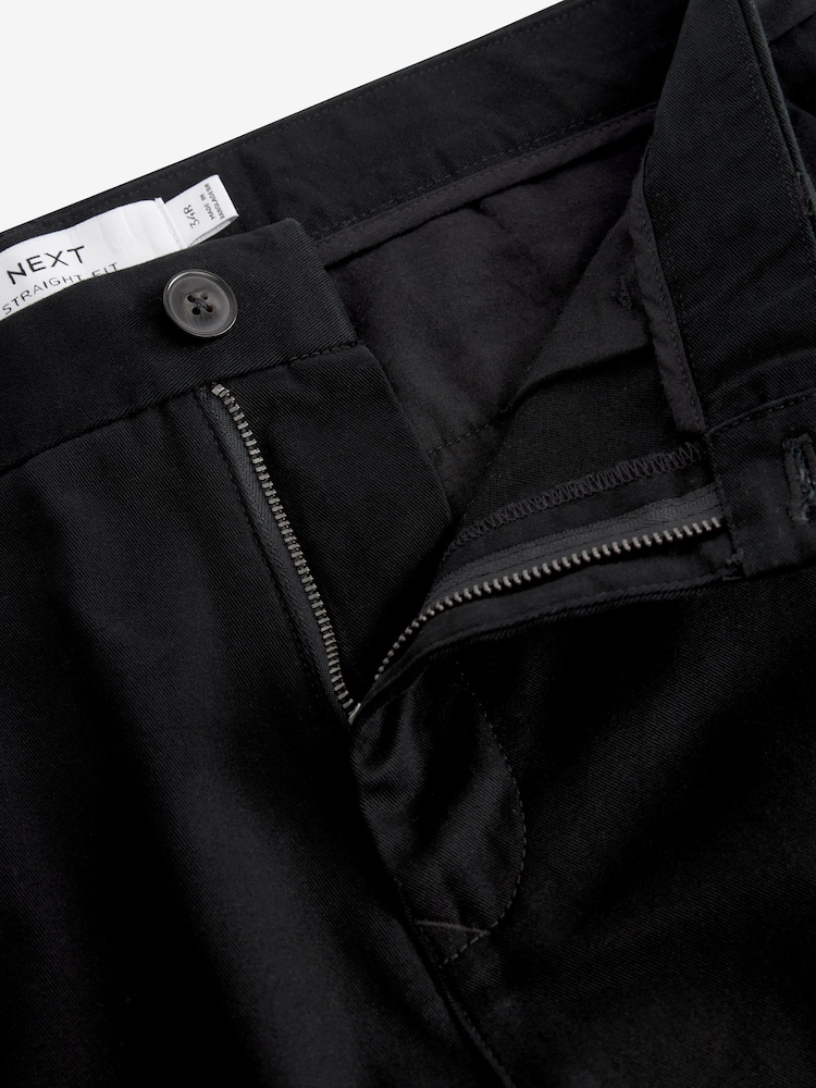 Black Straight Fit 100% Cotton Chino Trousers - Image 7 of 9