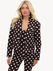 LOAVIES Brown Blissful Breeze Polka Dot Blazer - Image 1 of 5