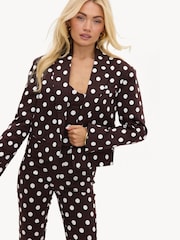LOAVIES Brown Blissful Breeze Polka Dot Blazer - Image 3 of 5