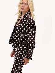 LOAVIES Brown Blissful Breeze Polka Dot Blazer - Image 4 of 5