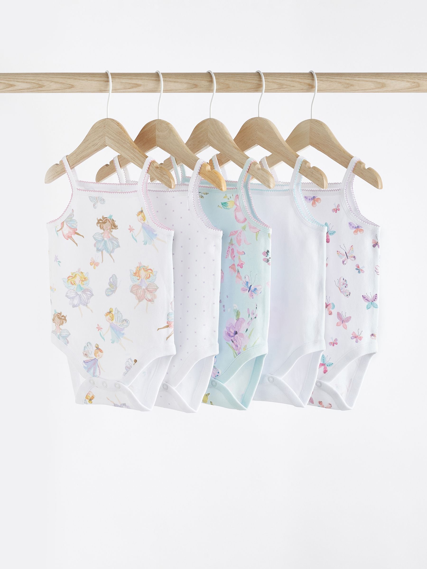 Buy White Fairy Baby Strappy Vest Bodysuits 5 Pack from Next Luxembourg