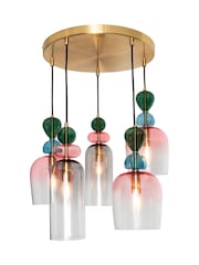 Visconte by BHS Brass Vietri Glass Pendant 5 Light Flush Ceiling Light - Image 3 of 3