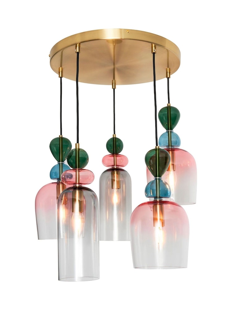 Visconte by BHS Brass Vietri Glass Pendant 5 Light Flush Ceiling Light - Image 3 of 3 Visconte by BHS Brass Vietri Glass Pendant 5 Light Flush Ceiling Light - Image 3 of 3