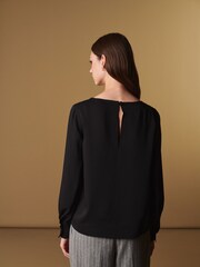 Schwarz - Premium Leichte langärmelige Bluse - Bild 4 von 7