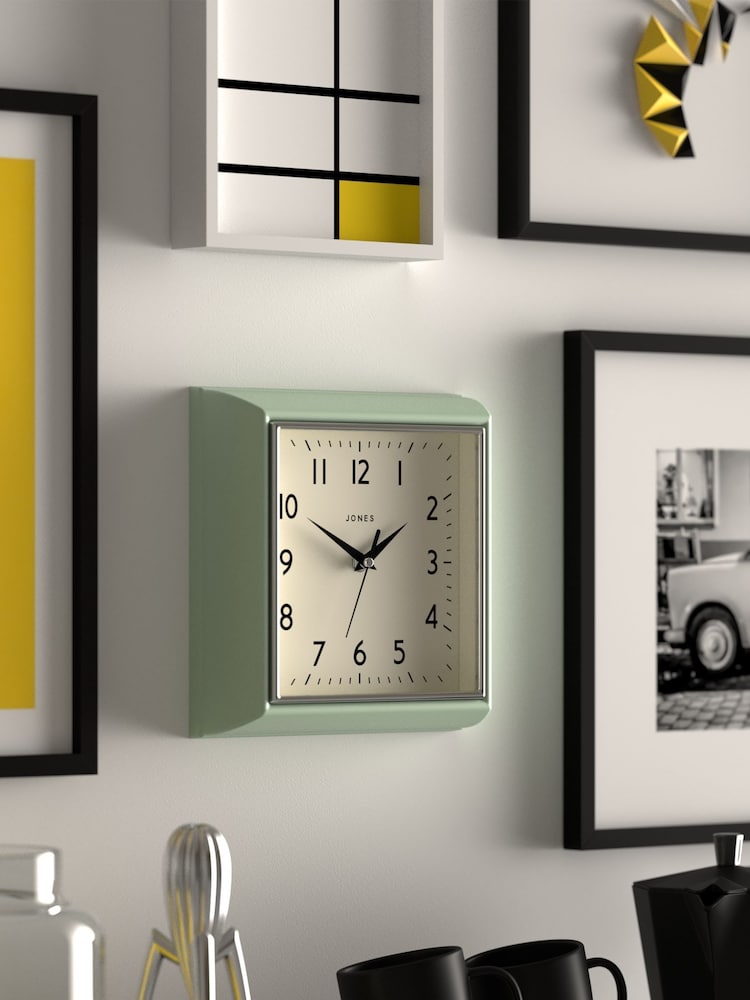 Jones Clocks Green A Retro Square Wall Clock - Image 1 of 4