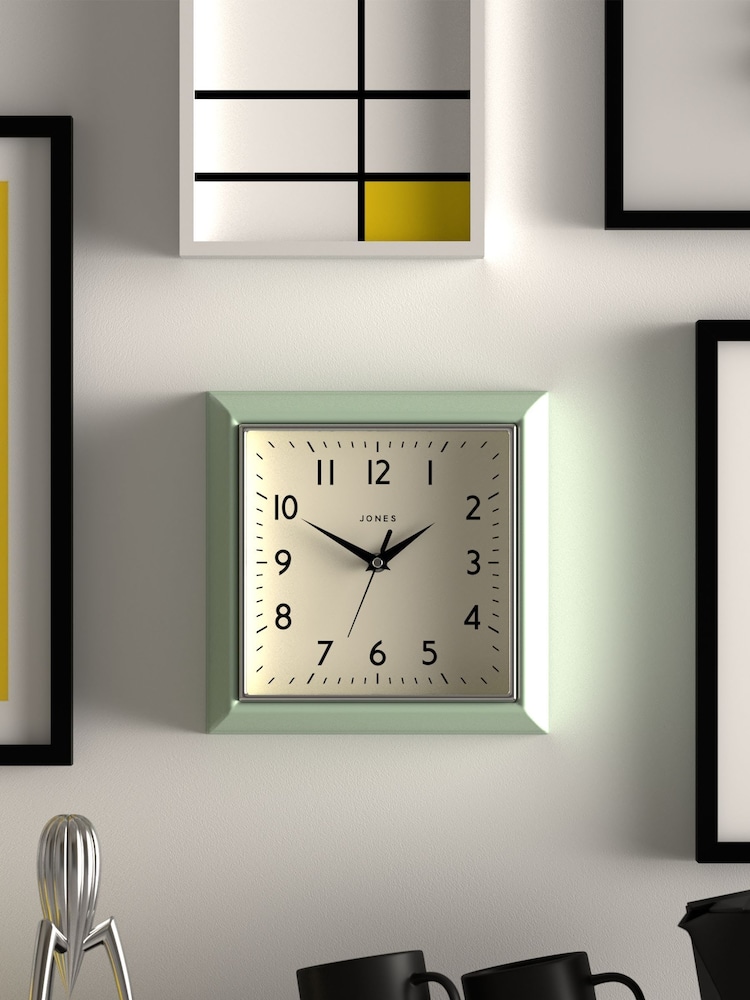 Jones Clocks Green A Retro Square Wall Clock - Image 2 of 4