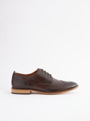 Brown Regular Fit Contrast Sole Leather Brogues - Image 2 of 5
