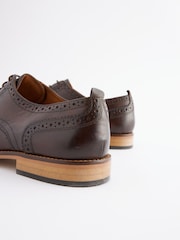 Brown Regular Fit Contrast Sole Leather Brogues - Image 4 of 5