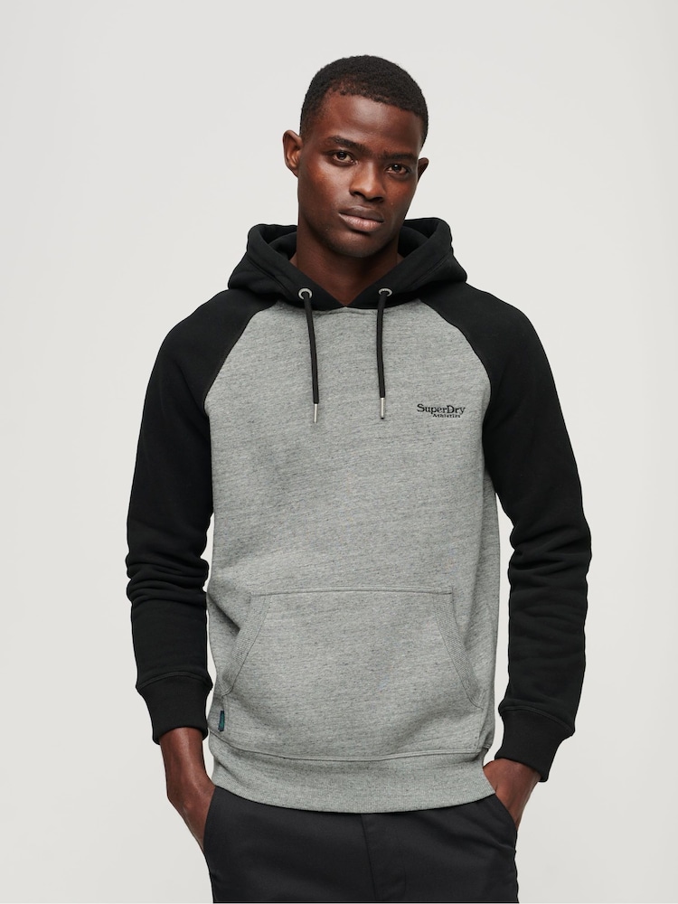 Superdry Black/Gray Essential Baseball Hoodie - Image 1 of 6