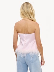 LOAVIES Pink Falling For You Strapless Top With Feathers - Image 3 of 3