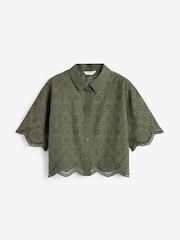 Cămașă cu broderie Myleene Klass Verde Mânecă scurtă Coord kaki - Imaginea 7 din 8