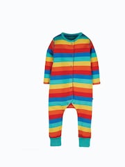 Frugi Red Organic Cotton Rainbow Stripe Footless Romper - Image 2 of 3