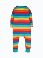 Frugi Red Organic Cotton Rainbow Stripe Footless Romper - Image 3 of 3