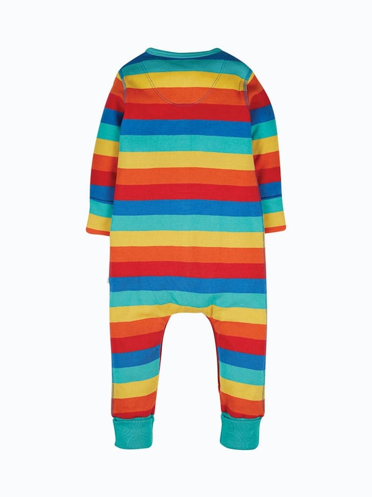 Frugi Red Organic Cotton Rainbow Stripe Footless Romper - Image 3 of 3