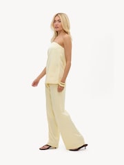 LOAVIES Yellow A Floral Awakening Satin-Look Trousers - Image 4 of 5