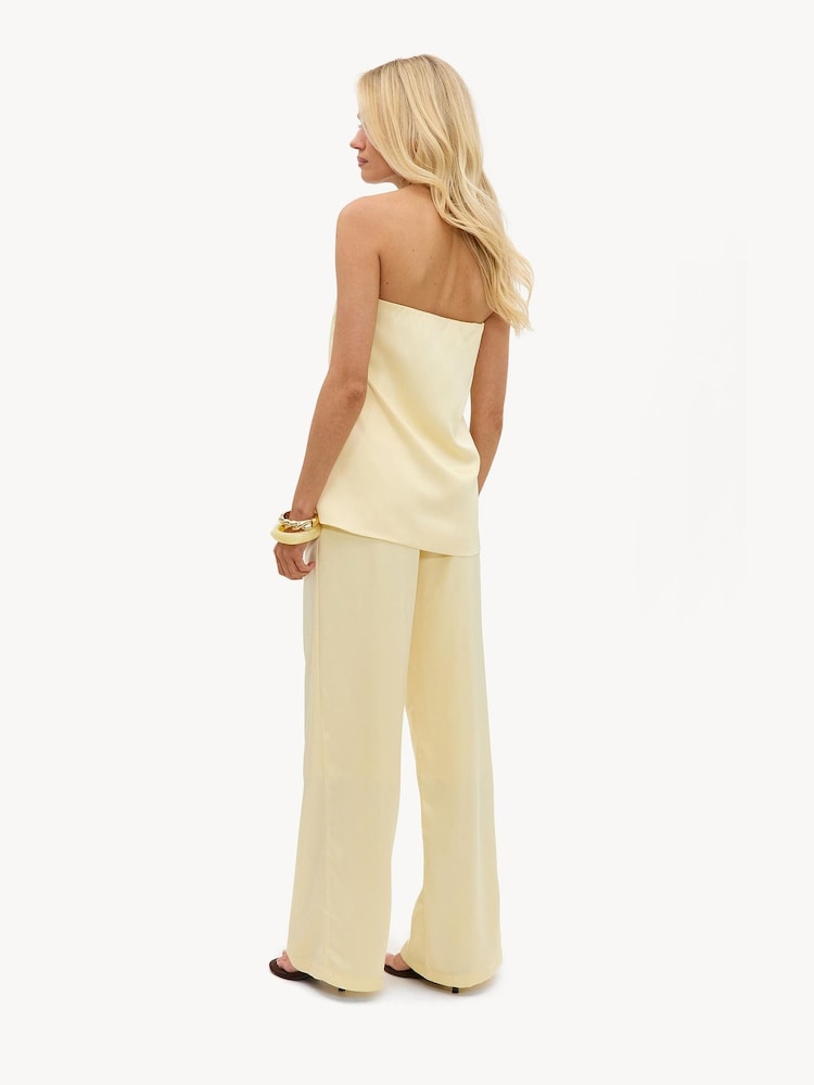LOAVIES Yellow A Floral Awakening Satin-Look Trousers - Image 5 of 5 LOAVIES Yellow A Floral Awakening Satin-Look Trousers - Image 5 of 5