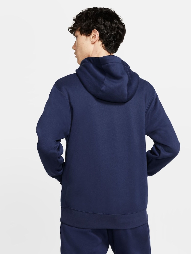 Nike Navy Club Zip Up Hoodie - Image 2 of 15 Nike Navy Club Zip Up Hoodie - Image 2 of 15