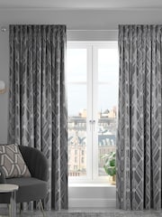 Silver Luxe Deco Geo Made To Measure Curtains - Image 1 of 9