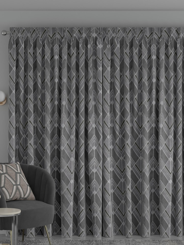 Silver Luxe Deco Geo Made To Measure Curtains - Image 2 of 9