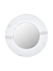Pacific White Marble Veneer Round Wall Mirror - Image 2 of 5