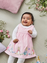JoJo Maman Bébé Pink Peter Rabbit Appliqué Baby Dress & Body Set - Image 2 of 8