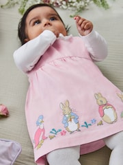 JoJo Maman Bébé Pink Peter Rabbit Appliqué Baby Dress & Body Set - Image 3 of 8