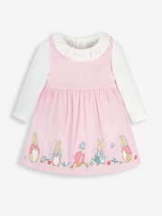 JoJo Maman Bébé Pink Peter Rabbit Appliqué Baby Dress & Body Set - Image 4 of 8
