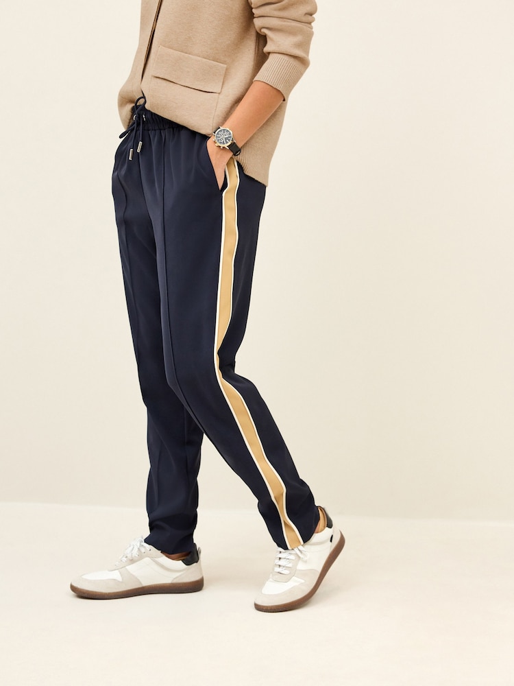 Navy Blue/ Camel Side Stripe Taper Trousers - Image 2 of 6