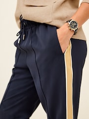 Navy Blue/ Camel Side Stripe Taper Trousers - Image 4 of 6