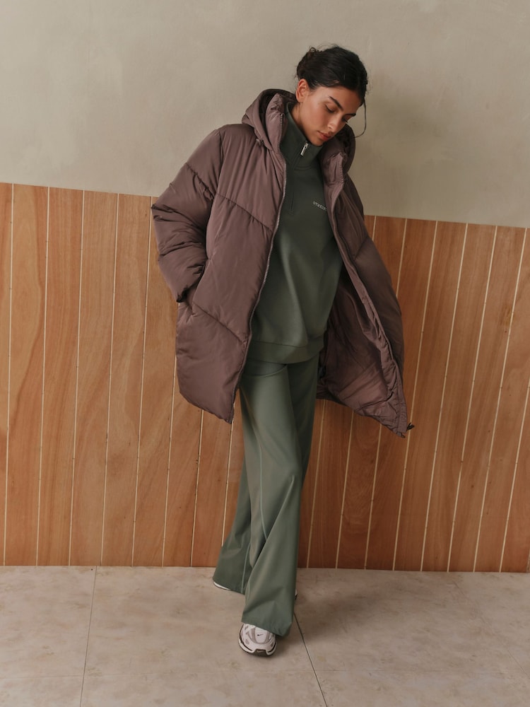 Gym King Brown Mid Length Puffer Coat - Image 1 of 6 Gym King Brown Mid Length Puffer Coat - Image 1 of 6