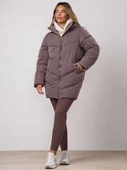 Gym King Brown Mid Length Puffer Coat - Image 3 of 6