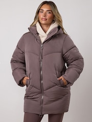 Gym King Brown Mid Length Puffer Coat - Image 5 of 6