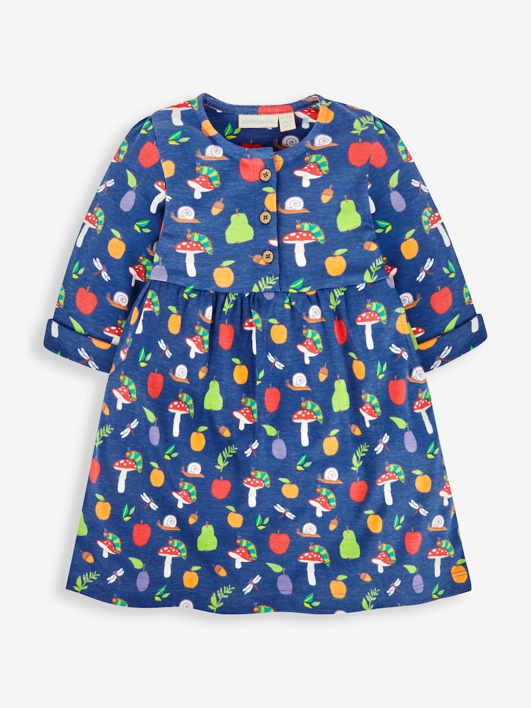 JoJo Maman Bébé Navy Girls' The Very Hungry Caterpillar Button Front Dress - Image 2 of 4