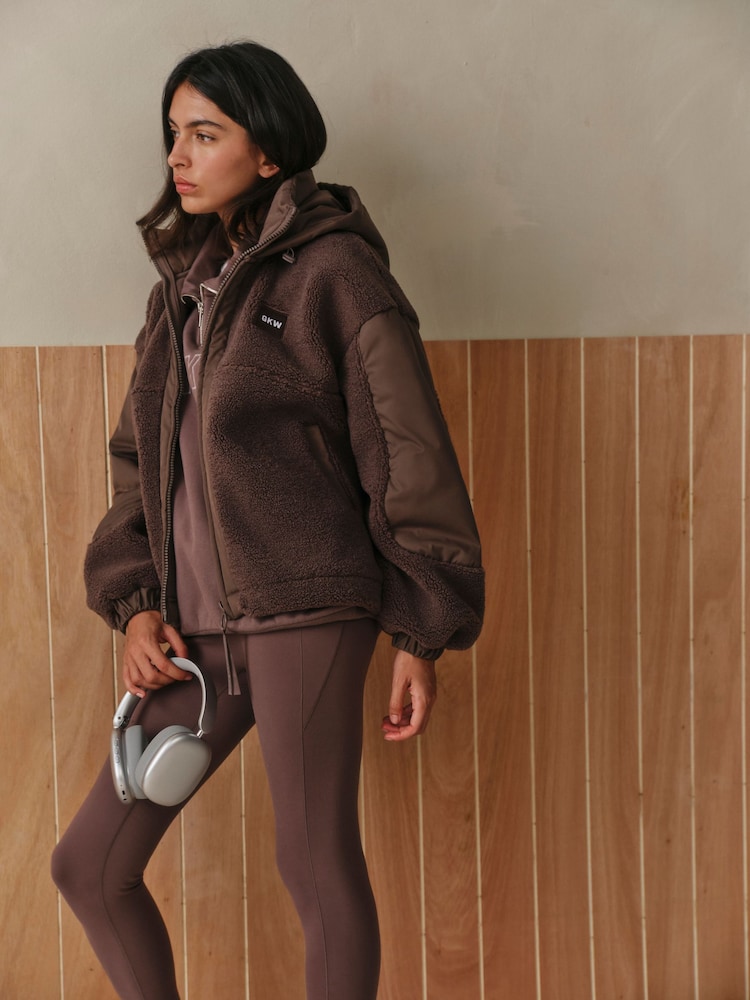 Gym King Brown Borg Woven Jacket - Image 1 of 6 Gym King Brown Borg Woven Jacket - Image 1 of 6